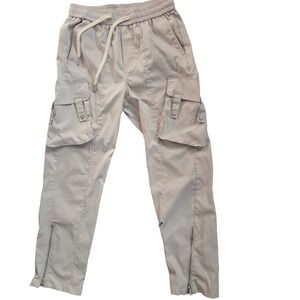 Mens Unbranded Cargo Jogger Pants Taupe Grey Techwear Utility Size M